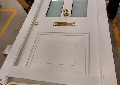 Victorian style security doors with glasses and transom