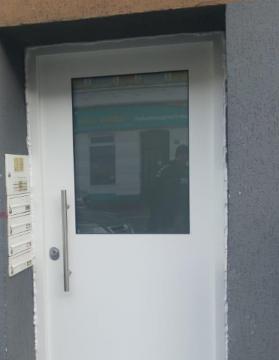 Security front door with glass installed in Germany