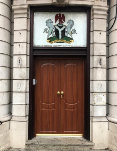 Munitus made replica front door London Nigerian embassy